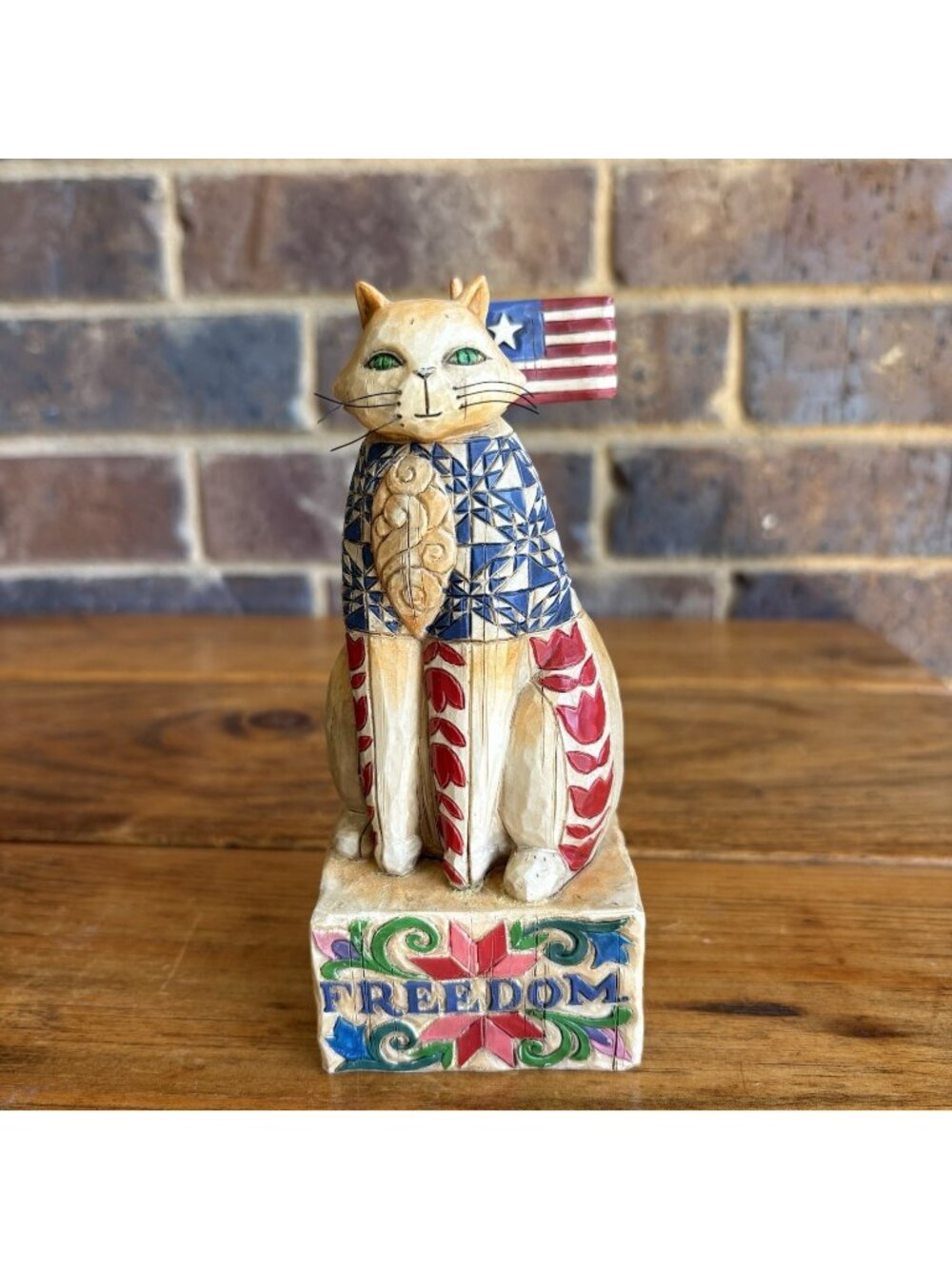 VTG Jim Shore Heartwood Creek *With Liberty & Justice For All* 2003 Cat Figurine